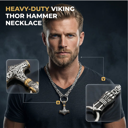 Viking Thor Kalapács Nyaklánc Rozsdamentes Acél Bizánci Lánc