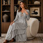 Női egyszínű, réteges szegélyű alkalmi ruha