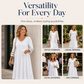 ☀️👗Legjobb választás - V-nyakú midi ruha – Laza szabás & Puha esésű anyag bármilyen alkalomra