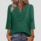 Women's V-Neck Lace Trim 3/4 Sleeve Tunic Top