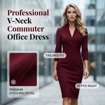 🌸Akciós 40% KEDVEZMÉNY💖Elegáns Állógalléros V-nyakú Bodycon Ruha