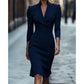 🌸Akciós 40% KEDVEZMÉNY💖Elegáns Állógalléros V-nyakú Bodycon Ruha