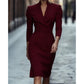 🌸Akciós 40% KEDVEZMÉNY💖Elegáns Állógalléros V-nyakú Bodycon Ruha
