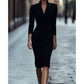 🌸Akciós 40% KEDVEZMÉNY💖Elegáns Állógalléros V-nyakú Bodycon Ruha