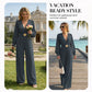 Elegáns V-nyakú, széles szárú jumpsuit övvel