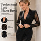 Női elegáns V-nyakú csipkeujjas bodycon ruha