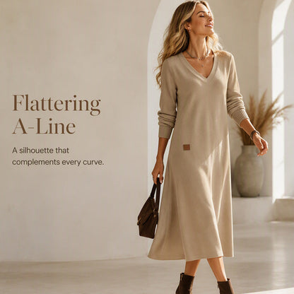 Flattering V-neck midi dress