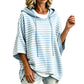 👚✨ Női Bő Szabású Csíkos Kapucnis Pulóver – 3/4 Ujjú Hoodie, Kényelmes & Stílusos Minden Napra