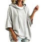 👚✨ Női Bő Szabású Csíkos Kapucnis Pulóver – 3/4 Ujjú Hoodie, Kényelmes & Stílusos Minden Napra
