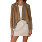 Women's Faux Suede Draped Cardigan