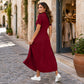 💃 Női Casual Egyszínű Cipzáros Maxi Ruha – Elegáns & Kényelmes, Minden Alkalomra