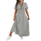 💃 Női Casual Egyszínű Cipzáros Maxi Ruha – Elegáns & Kényelmes, Minden Alkalomra