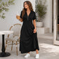 💃 Női Casual Egyszínű Cipzáros Maxi Ruha – Elegáns & Kényelmes, Minden Alkalomra