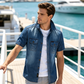 👕✨ Férfi Casual Farmerhatású Rövid Ujjú Ing