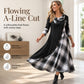 👗 Női Kockás Patchwork Garbós Maxiruha – Elegáns Őszi Hosszú Ruha & Meleg Viselet