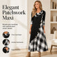👗 Női Kockás Patchwork Garbós Maxiruha – Elegáns Őszi Hosszú Ruha & Meleg Viselet