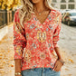 🌸✨ Női Boho Virágmintás V-nyakú Felső – Vintage Print, Puha Anyag & Egész Napos Kényelmes Viselet