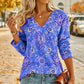 🌸✨ Női Boho Virágmintás V-nyakú Felső – Vintage Print, Puha Anyag & Egész Napos Kényelmes Viselet