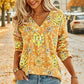 🌸✨ Női Boho Virágmintás V-nyakú Felső – Vintage Print, Puha Anyag & Egész Napos Kényelmes Viselet