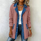 🧥 Női Farmer-Kötött Patchwork Dzseki – Modern Gallér, Prémium Minőség & Könnyed Elegáns Viselet