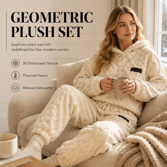 🌸Plus-size laza szabás, több évszakos🧥 Női geometriai mintás plüss melegítő szett – S-5XL és tavasz/ősz/tél ✨