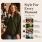 🤎✨ Női Oversized Pattintós Pulóver – Puha Anyag, V-nyakú & Kenguruzsebes | Kényelmes Modern Hétköznapi Viselet