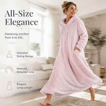 🧸✨ Női Kényelmes Plüss Kapucnis Háziruha – Extra Puha & Meleg Viselet | A Tökéletes Otthoni Bekuckózáshoz