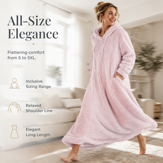 🧸✨ Női Kényelmes Plüss Kapucnis Háziruha – Extra Puha & Meleg Viselet | A Tökéletes Otthoni Bekuckózáshoz