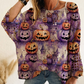 🎃 Legújabb dizájn | Női Halloween-i tökös mintás denevérszárnyú kötött pulóver