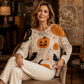 🎃 Legújabb dizájn | Női Halloween-i tökös mintás denevérszárnyú kötött pulóver