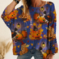 🎃 Legújabb dizájn | Női Halloween-i tökös mintás denevérszárnyú kötött pulóver