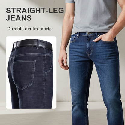👖🔥 Férfi Téli Meleg Bélelt Egyenes Szárú Farmer – Kényelmes & Stílusos Mindennapi Viselet