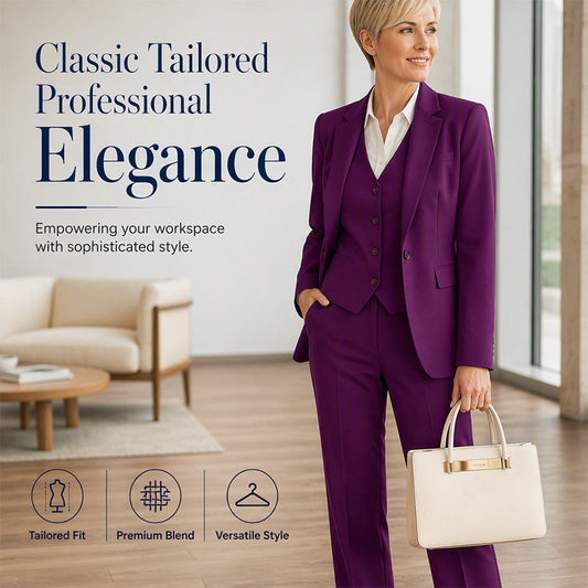 ✨ Elegáns női 3 részes kosztüm – Gyűrődésmentes, alakformáló & sokoldalú (zakó, mellény, nadrág) 💼