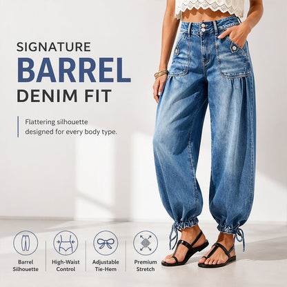 👖✨ Bestseller – Magas derekú, sztreccses hordószabású farmer nőknek