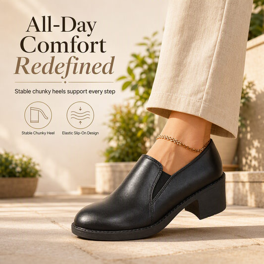 Női brit stílusú retró slip on közepes blokk sarok pumps plus size vaskos sarok alacsony szárú cipők