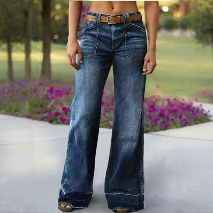 👖✨Bestseller – Női retró trapéz farmer zsebekkel