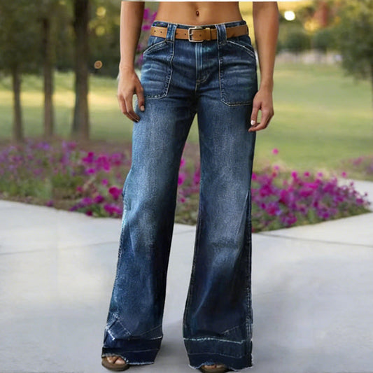 👖✨Bestseller – Női retró trapéz farmer zsebekkel