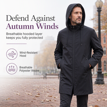 Férfi kapucnis slim fit szélkabát