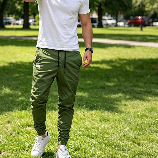 Férfi alkalmi húzózsinóros jogger nadrág