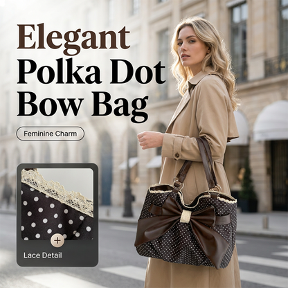 Női elegáns pöttyös csipke masnis válltáska