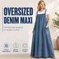 Női oversize alkalmi farmer nadrágtartós maxi ruha