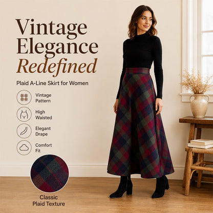 👗✨Női elegáns magas derekú kockás hosszú szoknya✨