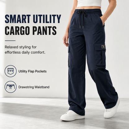 👖 Tágas zsebek, könnyed mozgást biztosító szabás | Női húzózsinóros cargo nadrág