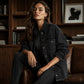 Veste en jean délavé à ourlet effiloché pour femme