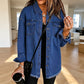 Veste en jean délavé à ourlet effiloché pour femme