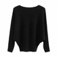 Női laza szabású off-shoulder bordázott kötött felső