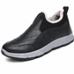 Férfi téli béléssel ellátott vízálló slip-on cipő csúszásmentes puha talpú meleg alkalmi pamut ruhacipő időseknek