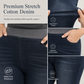 🤠👖 Női magas derekú, húzós, slim fit sötét mosott farmernadrág | Széles rugalmas derékpánt és kényelmes viselet ✨